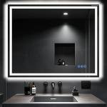 Antok 32"x 40" LED Bathroom Mirror with Lights, Anti-Fog, Dimmable, Lighted Vanity Mirror with Tempered Glass, Memory Function, 3 Light Modes, Safe Use, Horizontal, Vertical, Wall Mount