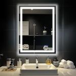 Antok 24"x 32" LED Bathroom Mirror with Lights, Anti-Fog, Dimmable, Lighted Vanity Mirror with Tempered Glass, Memory Function, 3 Light Modes, Safe Use, Horizontal, Vertical, Wall Mount
