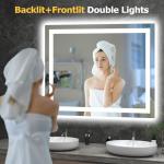 Hivone 40X32 LED Bathroom Mirror with Lights, Anti-Fog, Dimmable, Backlit + Front Lit, Smart Bathroom Vanity Mirror, Memory Function, Shatterproof, Tempered Glass (Horizontal/Vertical)