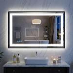 Antok 24X36 LED Bathroom Mirror with Lights, Vanity Mirror for Wall with Black Frame, Touch Control, Anti-Fog, Dimmable Lights, Shatter-Proof, Memory Function, Wall-Mounted Vanity Mirrors