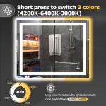 Hivone 40X32 LED Bathroom Mirror with Lights, Anti-Fog, Dimmable, Backlit + Front Lit, Smart Bathroom Vanity Mirror, Memory Function, Shatterproof, Tempered Glass (Horizontal/Vertical)