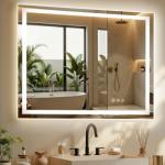 40X32 LED Bathroom Mirror with Lights, Anti-Fog, Dimmable - Lighted Bathroom Vanity Mirror with Front & Back Light, 3 Color Temperatures, Memory Function, Tempered Glass (Horizontal/Vertical)