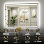 Briivue 60x36 Inch LED Bathroom Mirror with Lights, Backlit & Front Lit, Anti-Fog Lighted Bathroom Vanity Mirror for Wall, Memory Function, Dimmable, HD Tempered Glass, Shatter-Proof