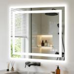 NEWBULIG 36X36 LED Bathroom Mirror with Lights, Anti-Fog, Backlit + Front Lit, Lighted Bathroom Vanity Mirror for Wall, Memory Function, Dimmable, Tempered Glass, Shatter-Proof