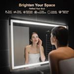 Delma LED Bathroom Mirror with Lights, 30x50 Vanity Mirror for Bathroom Wall, Anti-Fog, Dimmable, Front Lit & Backlit, Memory Function, Shatterproof Tempered Glass, 3 Color Modes(Horizontal/Vertical)