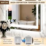 Antok 32"x 40" LED Bathroom Mirror with Lights, Anti-Fog, Dimmable, Lighted Vanity Mirror with Tempered Glass, Memory Function, 3 Light Modes, Safe Use, Horizontal, Vertical, Wall Mount