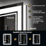 SaniteModar 24X36 Led Bathroom Mirror with Lights,Backlit + Front Lit,Anti-Fog, Dimmable,Memory Function, Tempered Glass,Lighted Bathroom Vanity Mirror for Wall,3 Colors(36" L x 24" W)