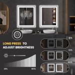 LOAAO 30"X36" LED Bathroom Mirror Black Framed, Anti-Fog, Dimmable, Lighted Bathroom Vanity Mirror for Wall, Memory Function, Tempered Glass