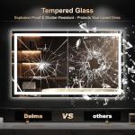 Delma LED Bathroom Mirror with Lights, 30x50 Vanity Mirror for Bathroom Wall, Anti-Fog, Dimmable, Front Lit & Backlit, Memory Function, Shatterproof Tempered Glass, 3 Color Modes(Horizontal/Vertical)