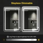 LED Bathroom Mirror with Lights, Anti-Fog, Dimmable, Backlit+Frontlit, 3 Color Light - 36"x24" Lighted Vanity Mirrors for Wall, Shatterproof Tempered Glass, Memory Function