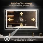 Delma LED Bathroom Mirror with Lights, 30x50 Vanity Mirror for Bathroom Wall, Anti-Fog, Dimmable, Front Lit & Backlit, Memory Function, Shatterproof Tempered Glass, 3 Color Modes(Horizontal/Vertical)