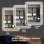 SaniteModar 24X36 Led Bathroom Mirror with Lights,Backlit + Front Lit,Anti-Fog, Dimmable,Memory Function, Tempered Glass,Lighted Bathroom Vanity Mirror for Wall,3 Colors(36" L x 24" W)