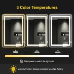 LED Bathroom Mirror with Lights, Anti-Fog, Dimmable, Backlit+Frontlit, 3 Color Light - 36"x24" Lighted Vanity Mirrors for Wall, Shatterproof Tempered Glass, Memory Function
