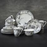 Adelaide 16-Piece Black Porcelain Dinnerware Set