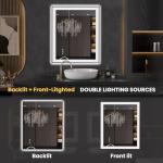 LOAAO 30"X36" LED Bathroom Mirror Black Framed, Anti-Fog, Dimmable, Lighted Bathroom Vanity Mirror for Wall, Memory Function, Tempered Glass