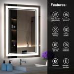 SaniteModar 24X36 Led Bathroom Mirror with Lights,Backlit + Front Lit,Anti-Fog, Dimmable,Memory Function, Tempered Glass,Lighted Bathroom Vanity Mirror for Wall,3 Colors(36" L x 24" W)
