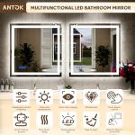 Antok 32"x 40" LED Bathroom Mirror with Lights, Anti-Fog, Dimmable, Lighted Vanity Mirror with Tempered Glass, Memory Function, 3 Light Modes, Safe Use, Horizontal, Vertical, Wall Mount