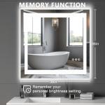 NEWBULIG 36X36 LED Bathroom Mirror with Lights, Anti-Fog, Backlit + Front Lit, Lighted Bathroom Vanity Mirror for Wall, Memory Function, Dimmable, Tempered Glass, Shatter-Proof