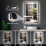 24x36 LED Bathroom Mirror with Lights, Anti Fog Vanity Mirror Wall Mounted, Dimmable Front Light and Backlight, Memory Function Tempered Glass, Shatter Proof ETL Listed