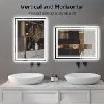 SaniteModar 24X36 Led Bathroom Mirror with Lights,Backlit + Front Lit,Anti-Fog, Dimmable,Memory Function, Tempered Glass,Lighted Bathroom Vanity Mirror for Wall,3 Colors(36" L x 24" W)