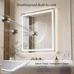 40X32 LED Bathroom Mirror with Lights, Anti-Fog, Dimmable - Lighted Bathroom Vanity Mirror with Front & Back Light, 3 Color Temperatures, Memory Function, Tempered Glass (Horizontal/Vertical)