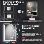 24x36 LED Bathroom Mirror with Lights, Anti Fog Vanity Mirror Wall Mounted, Dimmable Front Light and Backlight, Memory Function Tempered Glass, Shatter Proof ETL Listed