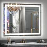 CHARMOR 40x36 Inch LED Bathroom Mirror for Wall, Lighted Bathroom Vanity Mirror with Lights, Dimmable, Anti-Fog, 3 Colors, Shatter-Proof,ETL Listed (Front Lights+Backlit)
