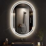 BesMirror LED Mirror for Bathroom 24 x 36 Inch, Oval LED Bathroom Vanity Mirror with Lights, Anti-Fog, Dimmable, 3 Colors