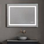 TOOLKISS 24x36 LED Bathroom Mirror Wall Mounted Lighted Vanity Mirror Dimmable Anti-Fog Shatter-Proof Smart Memory Horizontal/Vertical