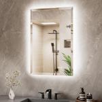 TETOTE 24 x 36 Backlit Bathroom Mirror, Frameless LED Mirror for Bathroom, Tempered Glass, 3 Colors Lights, Defogging, Dimmable, Memory Function, Light Up Bathroom Mirrors for Over Sink