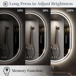 BesMirror LED Mirror for Bathroom 24 x 36 Inch, Oval LED Bathroom Vanity Mirror with Lights, Anti-Fog, Dimmable, 3 Colors