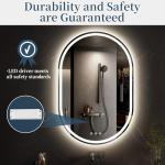 BesMirror LED Mirror for Bathroom 24 x 36 Inch, Oval LED Bathroom Vanity Mirror with Lights, Anti-Fog, Dimmable, 3 Colors