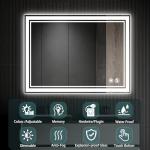 COLMERD 24 x 36'' LED Mirror for Bathroom Anti-Fog 3 Colors Dimmable Bathroom Mirror with Lights Brightness Lighted Vanity Mirror Wall Mounted Memory Touch Sensor Horizontal/Vertical Home Decor