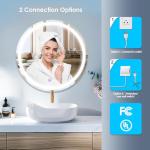 Beelux 24" Round LED Bathroom Mirror with Lights,Lighted Bathroom Vanity Mirror for Wall Anti-Fog, Dimmable, Backlit Memory Function, Waterproof, Tempered Glass,3 Colors Adjustable