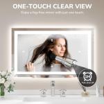 USHOWER LED Bathroom Mirror 40x24 Inch Tempered Glass - Frameless LED Backlit Lighted Mirror for Bathroom Vanity with Anti-Fog, 3 Colors Dimmable, Memory Function, Wall-Mounted