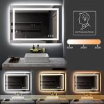 TOOLKISS 24x36 LED Bathroom Mirror Wall Mounted Lighted Vanity Mirror Dimmable Anti-Fog Shatter-Proof Smart Memory Horizontal/Vertical