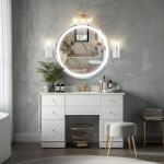 Beelux 24" Round LED Bathroom Mirror with Lights,Lighted Bathroom Vanity Mirror for Wall Anti-Fog, Dimmable, Backlit Memory Function, Waterproof, Tempered Glass,3 Colors Adjustable