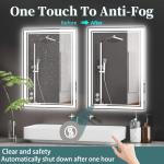 COLMERD 24 x 36'' LED Mirror for Bathroom Anti-Fog 3 Colors Dimmable Bathroom Mirror with Lights Brightness Lighted Vanity Mirror Wall Mounted Memory Touch Sensor Horizontal/Vertical Home Decor