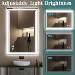 COLMERD 24 x 36'' LED Mirror for Bathroom Anti-Fog 3 Colors Dimmable Bathroom Mirror with Lights Brightness Lighted Vanity Mirror Wall Mounted Memory Touch Sensor Horizontal/Vertical Home Decor