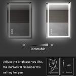TOOLKISS 24x36 LED Bathroom Mirror Wall Mounted Lighted Vanity Mirror Dimmable Anti-Fog Shatter-Proof Smart Memory Horizontal/Vertical
