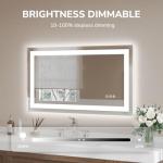 USHOWER LED Bathroom Mirror 40x24 Inch Tempered Glass - Frameless LED Backlit Lighted Mirror for Bathroom Vanity with Anti-Fog, 3 Colors Dimmable, Memory Function, Wall-Mounted
