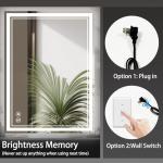 COLMERD 24 x 36'' LED Mirror for Bathroom Anti-Fog 3 Colors Dimmable Bathroom Mirror with Lights Brightness Lighted Vanity Mirror Wall Mounted Memory Touch Sensor Horizontal/Vertical Home Decor