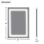 TOOLKISS 24x36 LED Bathroom Mirror Wall Mounted Lighted Vanity Mirror Dimmable Anti-Fog Shatter-Proof Smart Memory Horizontal/Vertical