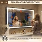 Antok 24X36 LED Bathroom Mirror with Lights, Vanity Mirror for Wall with Black Frame, Touch Control, Anti-Fog, Dimmable Lights, Shatter-Proof, Memory Function, Wall-Mounted Vanity Mirrors