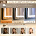 Antok 24X36 LED Bathroom Mirror with Lights, Vanity Mirror for Wall with Black Frame, Touch Control, Anti-Fog, Dimmable Lights, Shatter-Proof, Memory Function, Wall-Mounted Vanity Mirrors