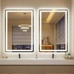 AMOISE LED Bathroom Vanity Mirror with Light, 2pack 36"x24" Led Bathroom Vanity Mirror with Light for Wall, Anti-Fog, Dimmable 3 Colors, Memory Function, Backlit and Front Lit, Plug-in/Hardwired