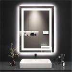 mimirchi 18X24 inches Rectangular LED Bathroom Mirror with Lights, Anti-Fog, Dimmable, Backlit + Front Lit, Lighted Bathroom Vanity Mirror for Wall, Memory Function, Tempered Glass, Shatter-Proof