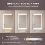 mimirchi 18X24 inches Rectangular LED Bathroom Mirror with Lights, Anti-Fog, Dimmable, Backlit + Front Lit, Lighted Bathroom Vanity Mirror for Wall, Memory Function, Tempered Glass, Shatter-Proof