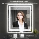 ISTRIPMF 32 x 36 Inch LED Bathroom Mirror, Front Light and Backlit Anti-Fog Dimmable Memory Lighted Vanity Mirror, Shatterproof Wall-Mounted Led Mirror for Bathroom