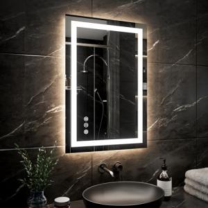 ExBrite LED Mirror for Bathroom, 24x32 Lighted Vanity Mirror, Backlit & Front Lit, Wall-Mounted LED Bathroom Mirror with Lights, Anti Fog, Dimmable, 3-Color, Memory, Tempered Glass